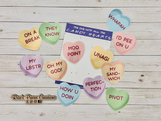 Friends Candy Hearts Sticker Pack, Funny Valentine's Day Gift for Friends, Conversation Hearts Tumbler Stickers, How You Doin, My Lobster