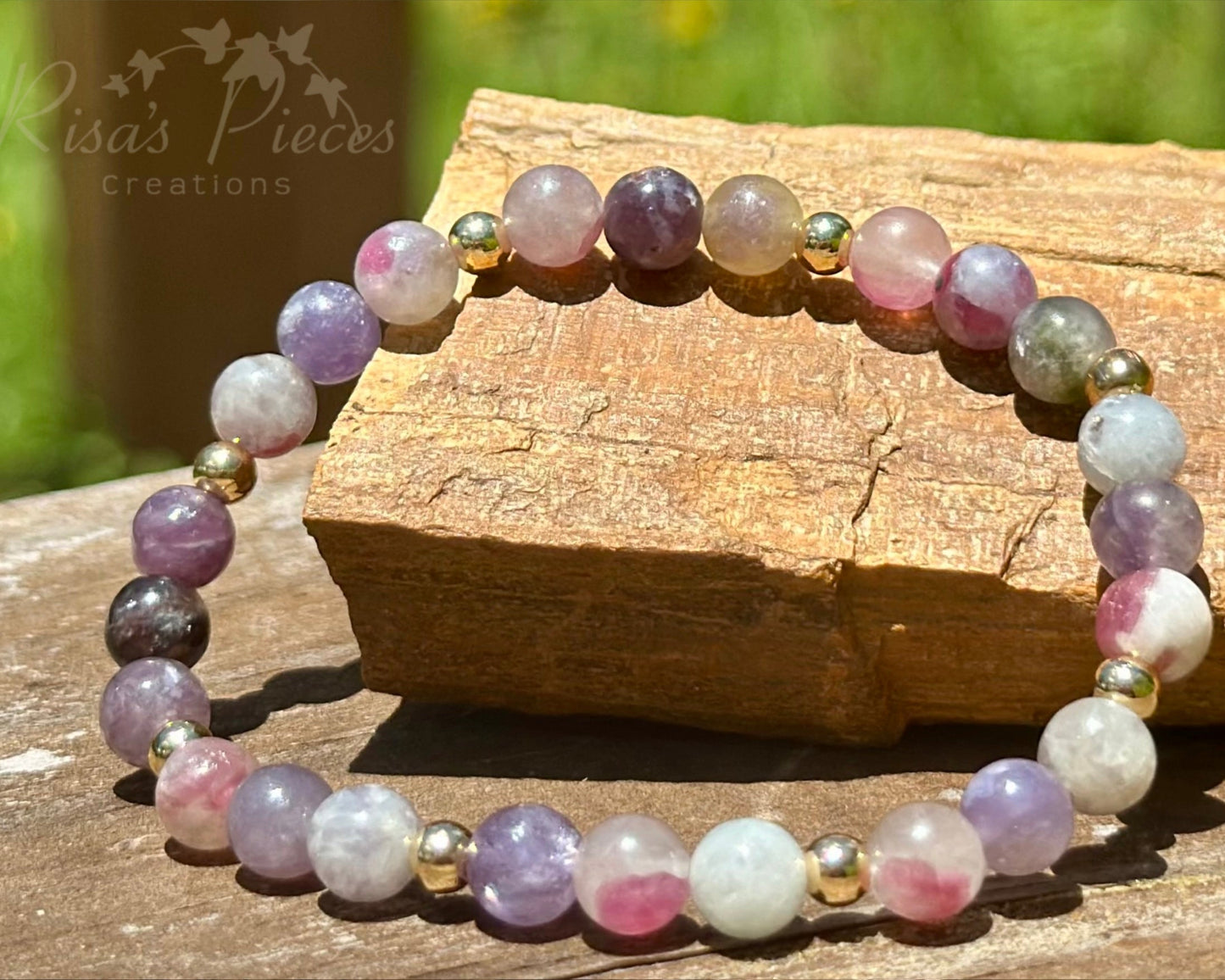 Wisteria Mist Tourmaline and Gold Bracelet