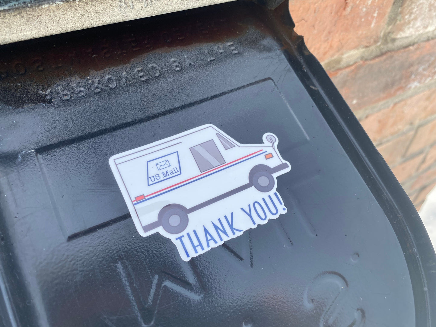 Mail Carrier Thank You Sticker, vinyl mailbox sticker, thank you mailman, mailbox decal, sticker for mailbox, us mail sticker