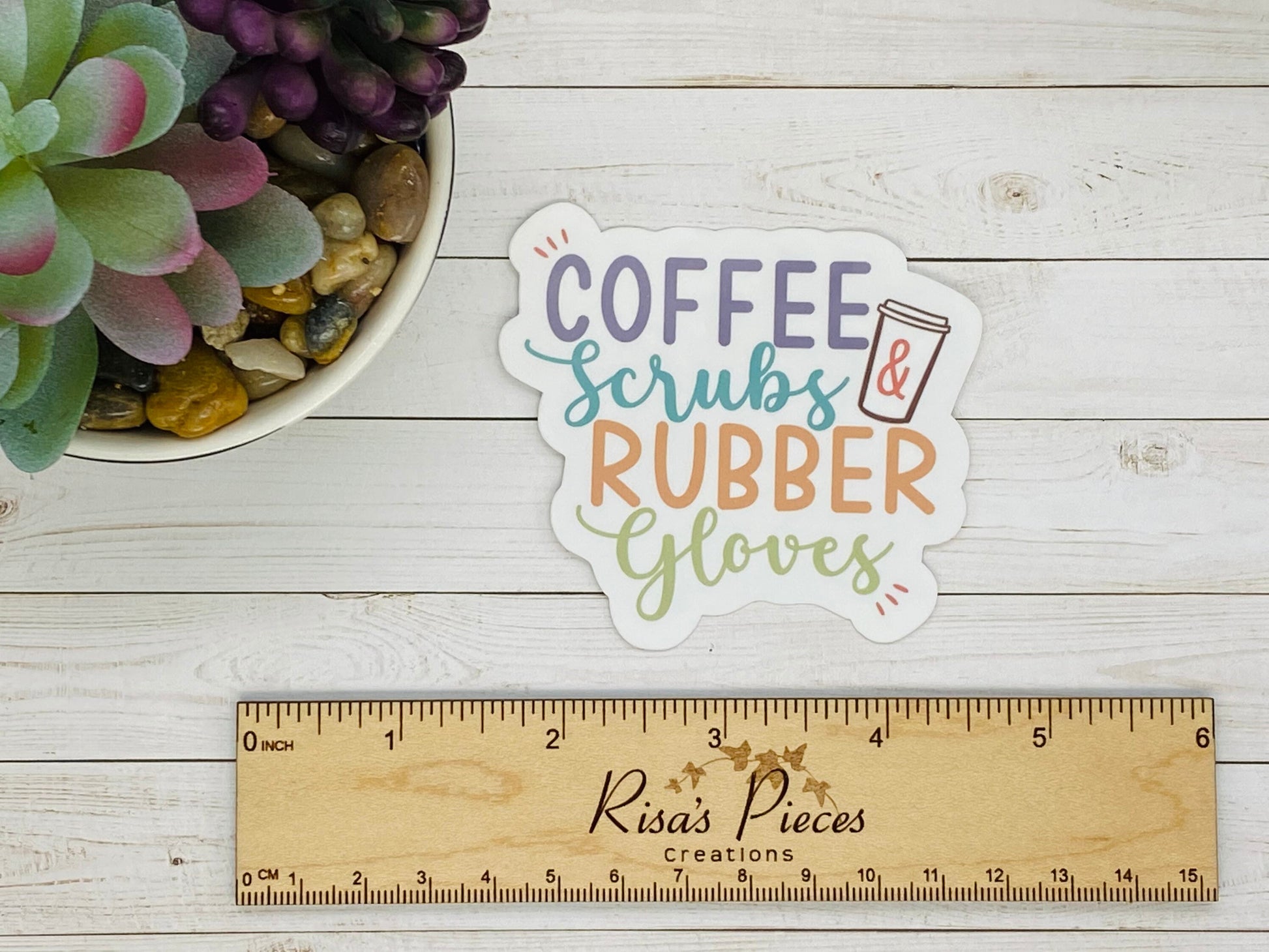 Coffee Scrubs and Rubber Gloves Sticker, Thank You Nurses, Nurse Appreciation, Gift for Nurse, Nursing Stickers, First Responder Gifts