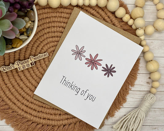 Glossy Thinking of You Flower Trio Card, Greeting Cards, Blank Cards, Sympathy, Miss You Card, Birthday Card, Encouragement Card