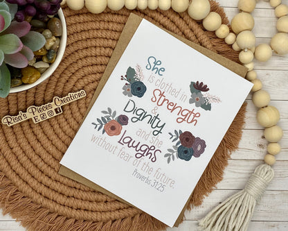 Glossy Clothed in Strength Card, Greeting Cards, Blank Cards, Christian Card, Birthday Card, Encouragement Card, Psalm 31