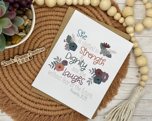 Glossy Clothed in Strength Card, Greeting Cards, Blank Cards, Christian Card, Birthday Card, Encouragement Card, Psalm 31