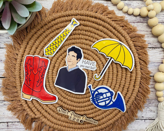 How I Met Your Mother Sticker Pack, HIMYM Stickers, Blue French Horn, Red Cowboy Boot, Ducky Tie, Yellow Umbrella, Have You Met Ted