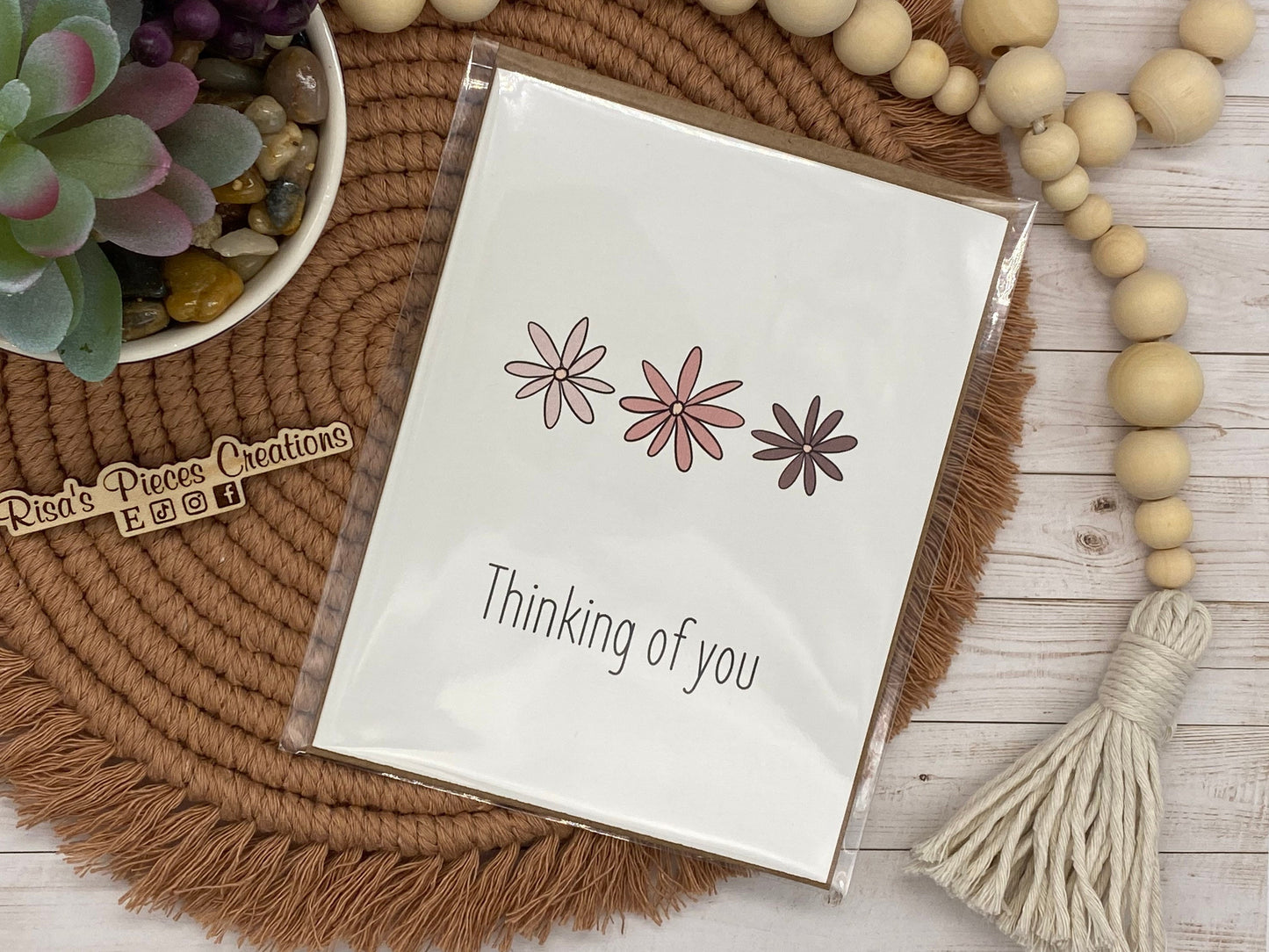 Glossy Thinking of You Flower Trio Card, Greeting Cards, Blank Cards, Sympathy, Miss You Card, Birthday Card, Encouragement Card