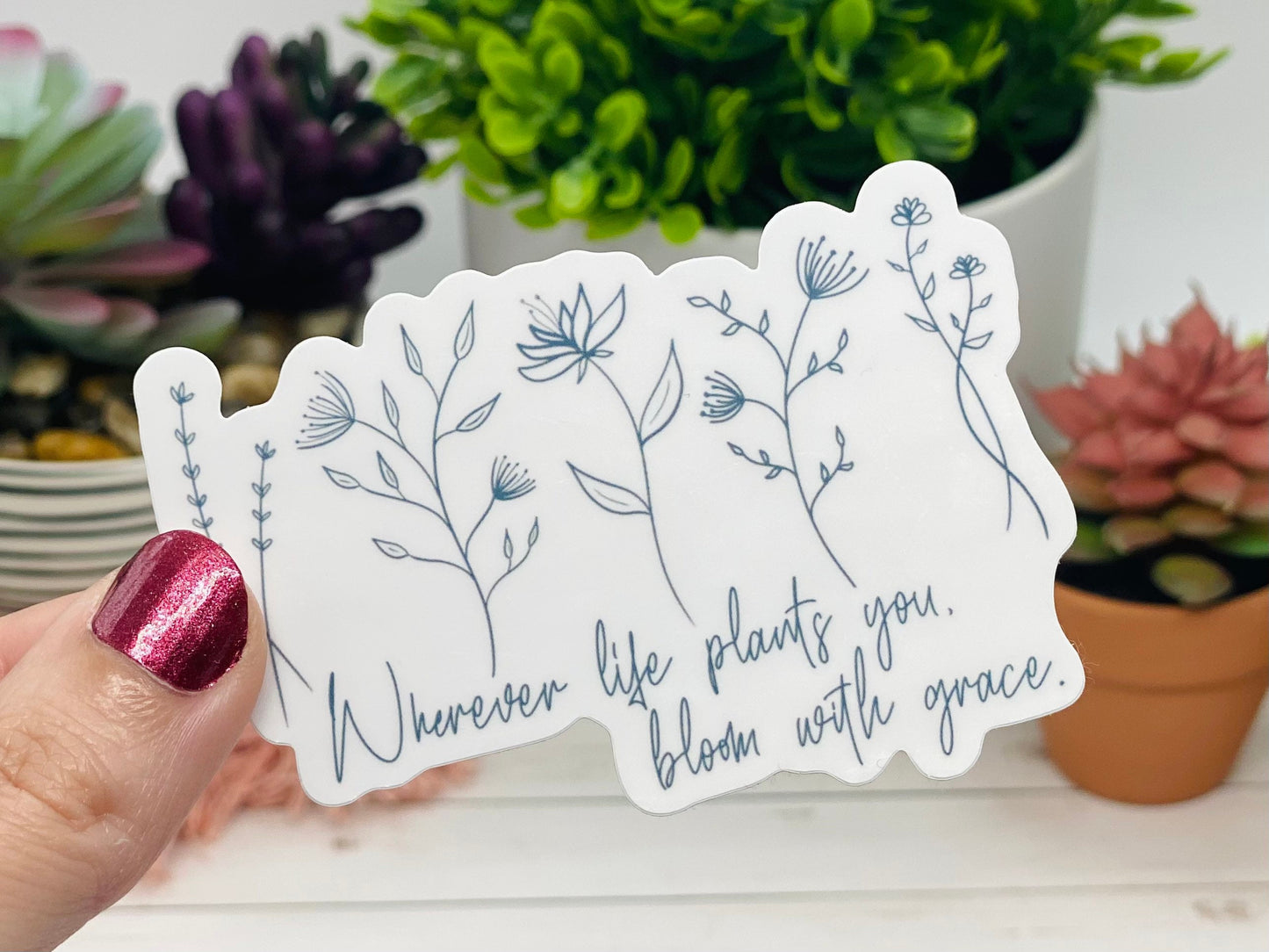 Bloom Sticker, Mental Health Stickers, Floral Decal, Inspirational Waterproof, Flower Doodles, Plant Stickers, Gift for Plant Lover