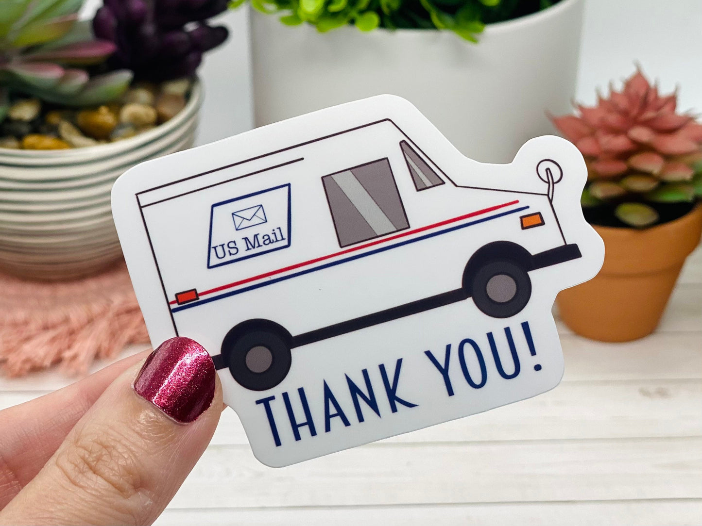 Mail Carrier Thank You Sticker, vinyl mailbox sticker, thank you mailman, mailbox decal, sticker for mailbox, us mail sticker