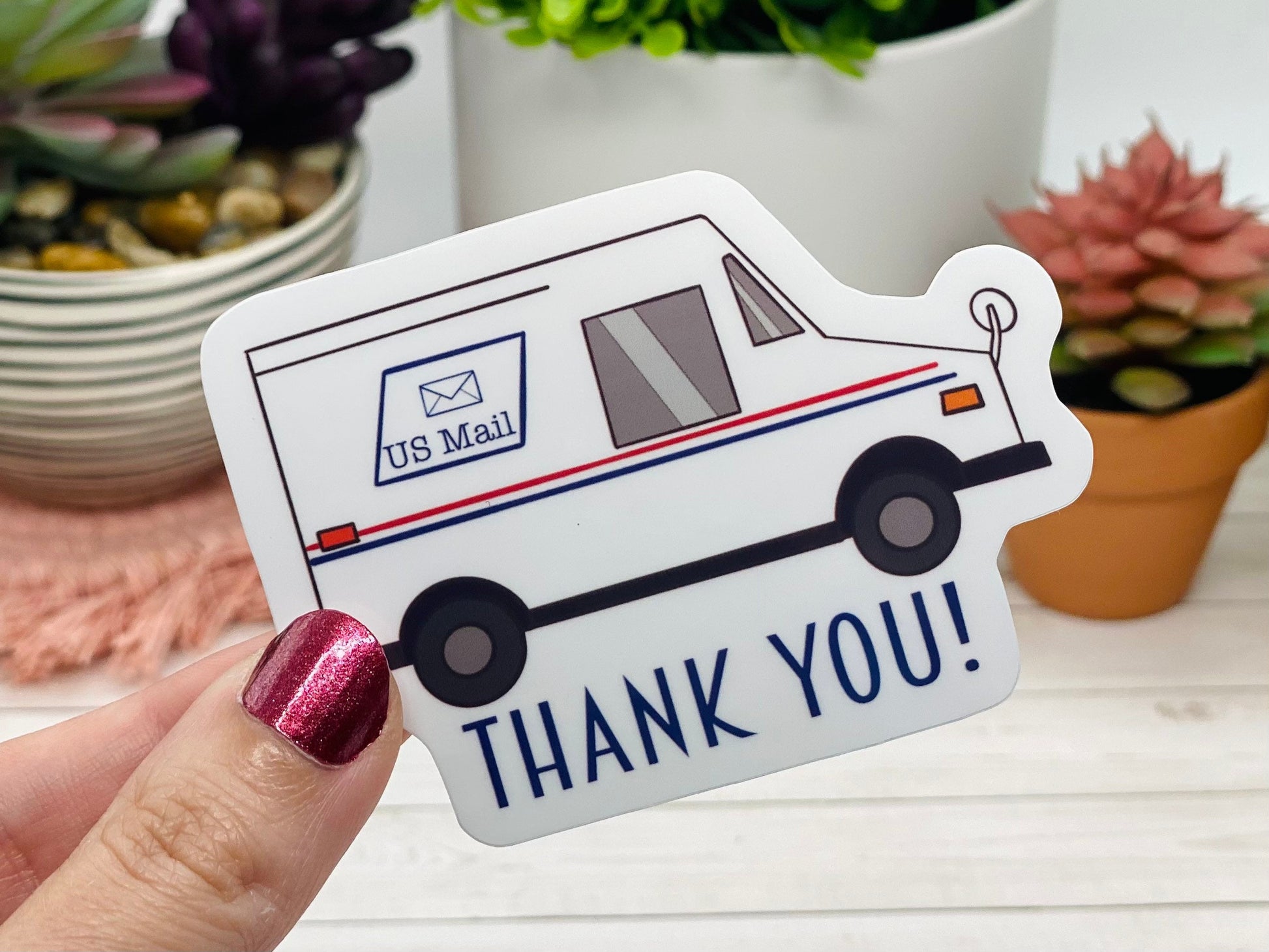 Mail Carrier Thank You Sticker, vinyl mailbox sticker, thank you mailman, mailbox decal, sticker for mailbox, us mail sticker