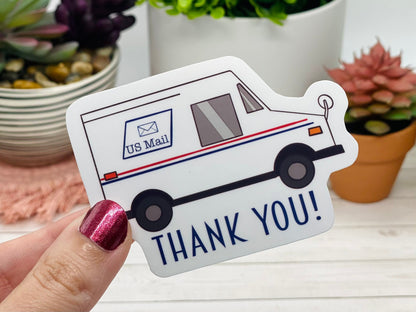 Mail Carrier Thank You Sticker, vinyl mailbox sticker, thank you mailman, mailbox decal, sticker for mailbox, us mail sticker