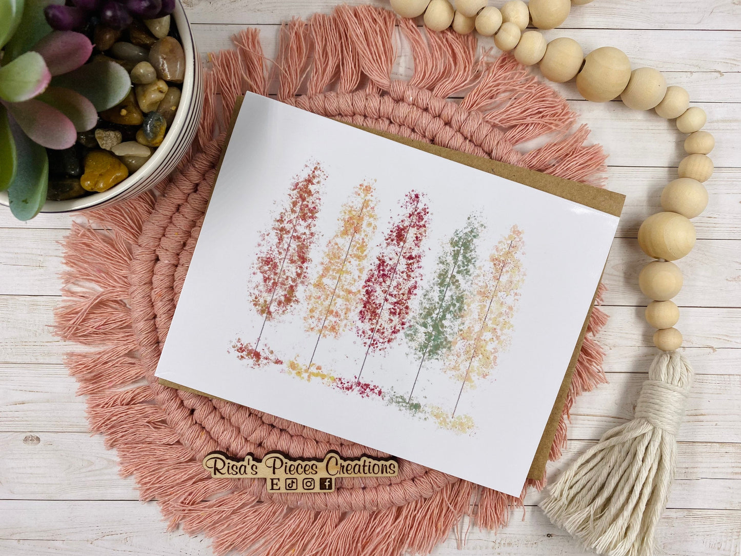 Glossy Fall Trees Card, Greeting card, Blank Cards, Autumn Card, Thanksgiving Cards, Holiday Cards, Colorful Trees Card, Bulk Cards