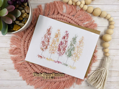 Glossy Fall Trees Card, Greeting card, Blank Cards, Autumn Card, Thanksgiving Cards, Holiday Cards, Colorful Trees Card, Bulk Cards
