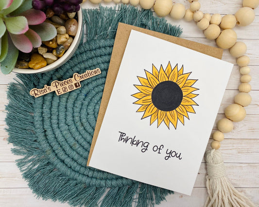 Linen Texture Sunflower Thinking of You, Greeting Cards, Blank Cards, Birthday Card, Card for Friend, Card for Husband or Wife