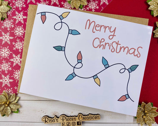 Glossy Christmas Lights Card, Christmas Card, Holiday Greeting, Seasonal Cards, Merry Christmas, Cute Christmas Card, Holiday Lights