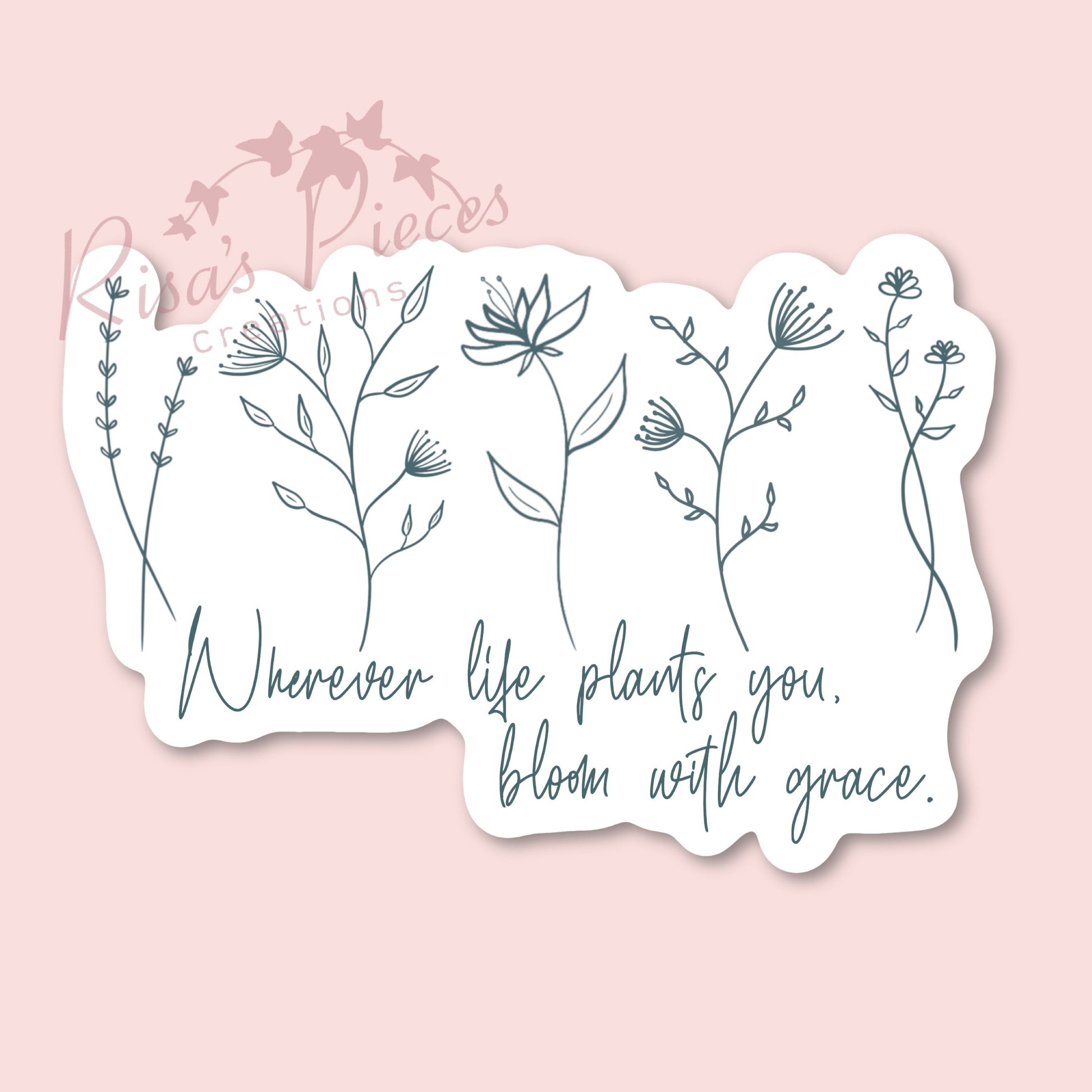 Bloom Sticker, Mental Health Stickers, Floral Decal, Inspirational Waterproof, Flower Doodles, Plant Stickers, Gift for Plant Lover