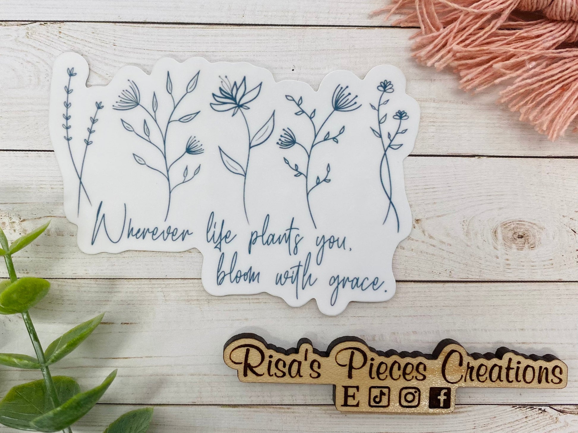 Bloom Sticker, Mental Health Stickers, Floral Decal, Inspirational Waterproof, Flower Doodles, Plant Stickers, Gift for Plant Lover