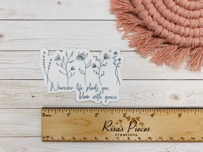 Bloom Sticker, Mental Health Stickers, Floral Decal, Inspirational Waterproof, Flower Doodles, Plant Stickers, Gift for Plant Lover