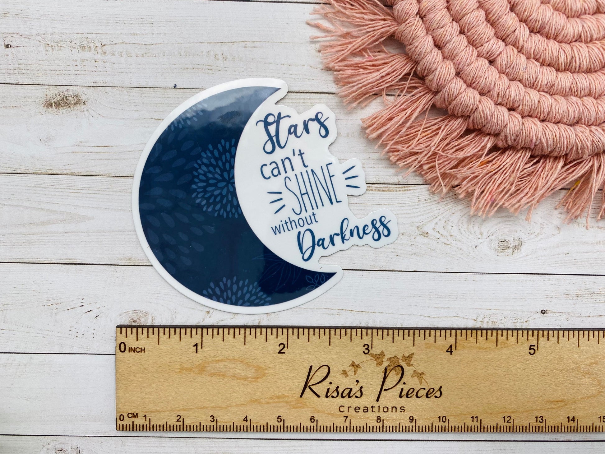 Stars Can't Shine Without Darkness Crescent Moon Sticker, Positive Affirmations Mental Health Stickers for Laptops, Easter Basket Gift Ideas