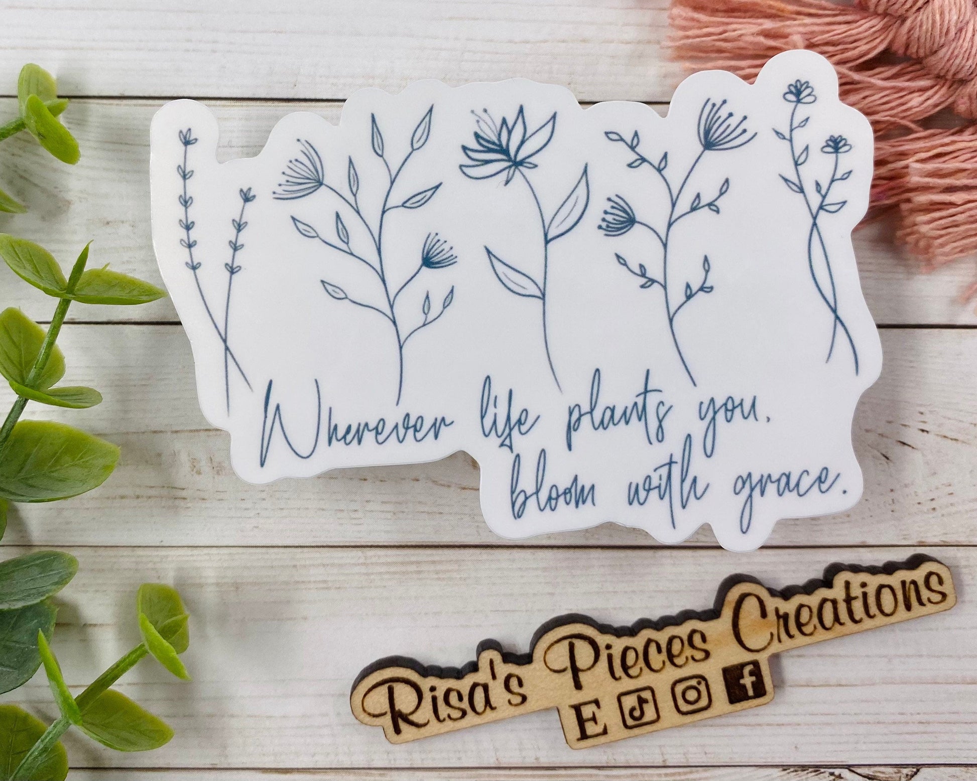 Bloom Sticker, Mental Health Stickers, Floral Decal, Inspirational Waterproof, Flower Doodles, Plant Stickers, Gift for Plant Lover