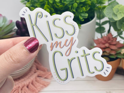 Kiss my Grits Snarky Sticker, Southern Insults, Funny Stickers for Laptop, Funny Birthday Gift for Best Friend, For Mom, For Sister