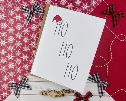 Glossy Ho Ho Ho Card, Christmas Cards, Holiday Greeting, Funny Cards, Seasonal Cards, Merry Christmas, Minimalist Christmas Card