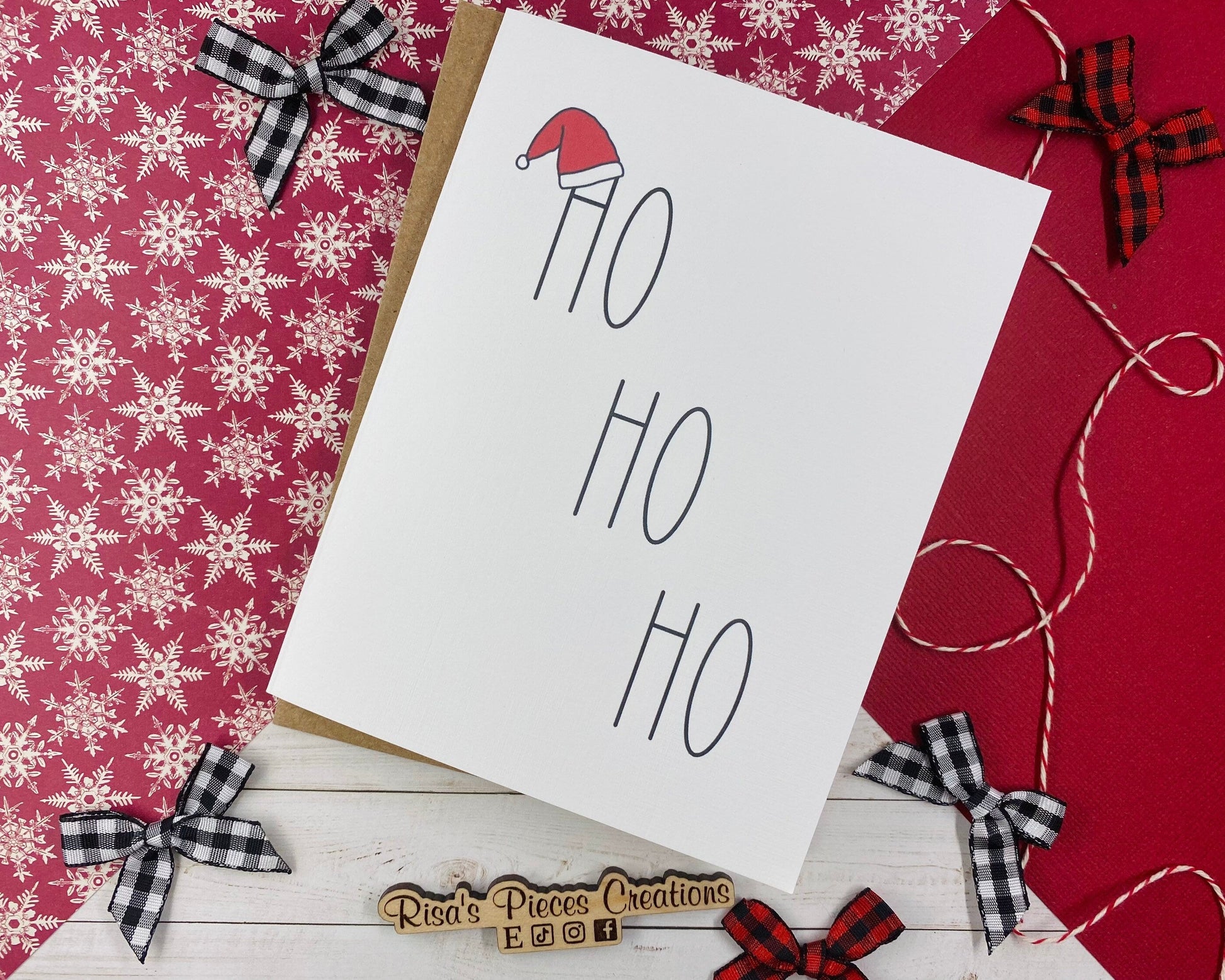 Linen Texture Ho Ho Ho Card, Christmas Cards, Holiday Greeting, Funny Cards, Seasonal Cards, Merry Christmas, Minimalist Christmas Card