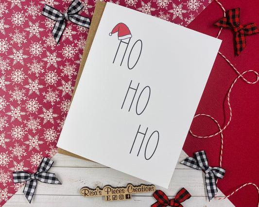 Linen Texture Ho Ho Ho Card, Christmas Cards, Holiday Greeting, Funny Cards, Seasonal Cards, Merry Christmas, Minimalist Christmas Card