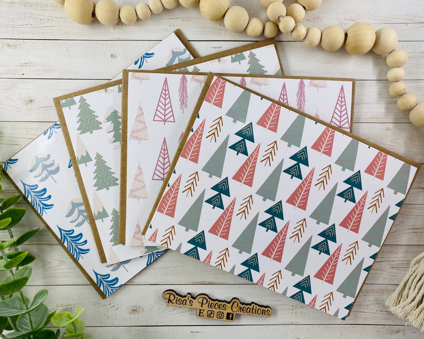 Set of Cute Christmas Tree Cards, Christmas Cards Handmade, Winter Cards for Boss, Merry Christmas, for Family, For Friends, Pretty Blank
