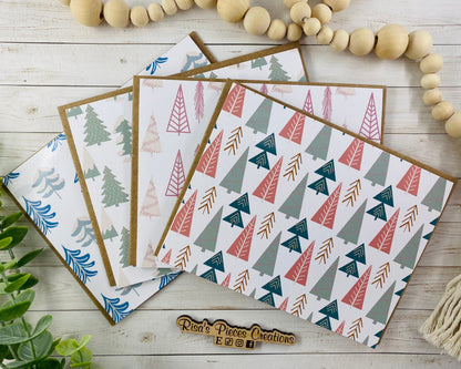 Set of Cute Christmas Tree Cards, Christmas Cards Handmade, Winter Cards for Boss, Merry Christmas, for Family, For Friends, Pretty Blank