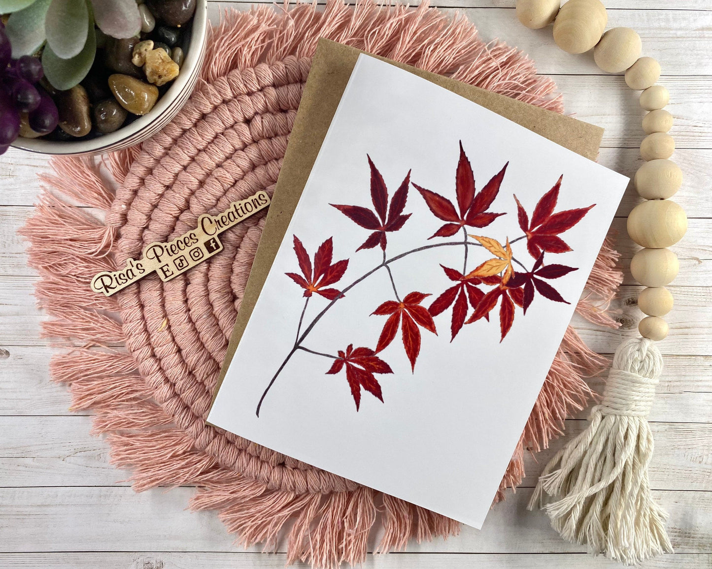 Glossy Japanese Maple Card, Greeting card, Blank Cards, Card for Friend, Thank You Card, Blank Notecard, All Occasion