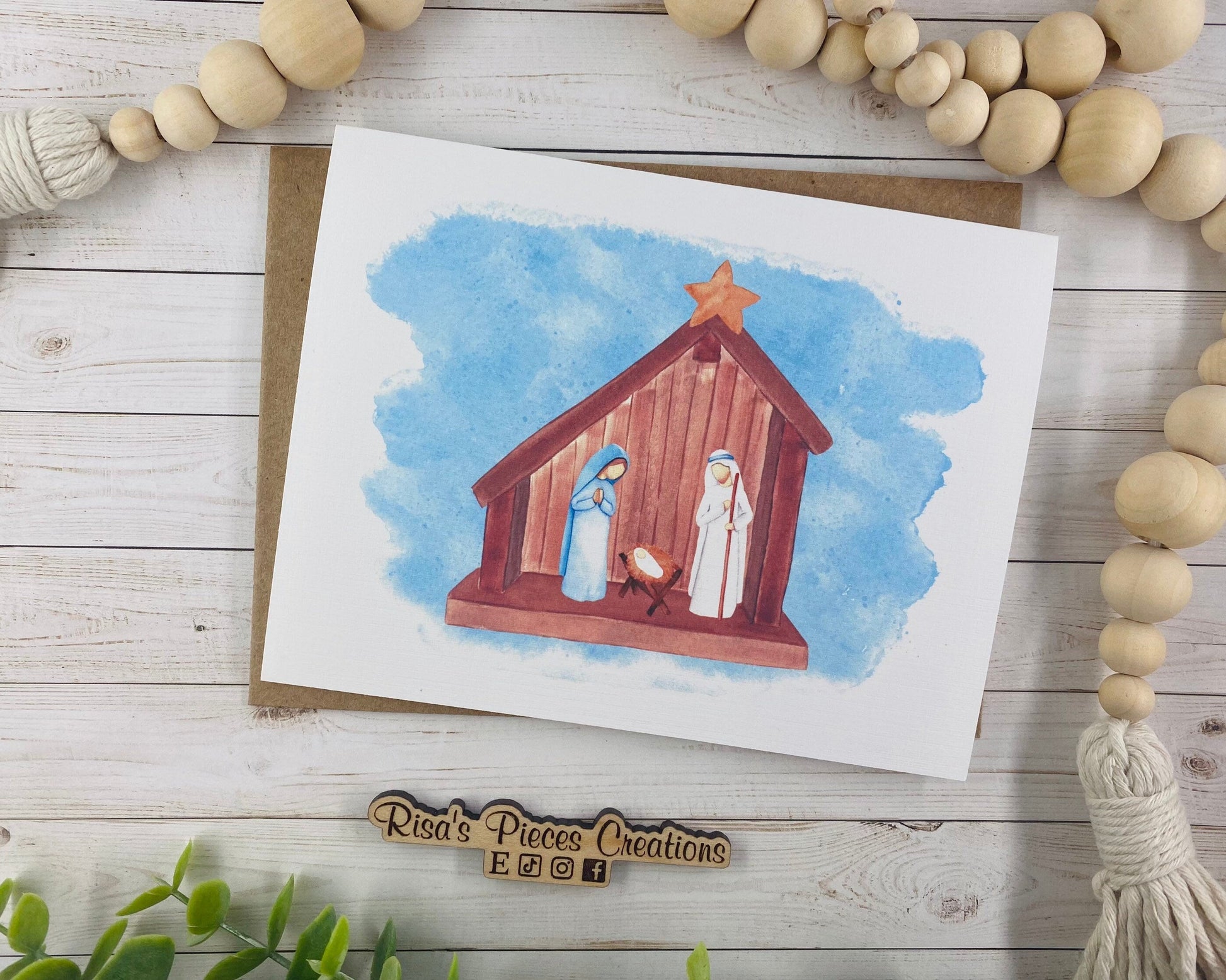 Watercolor Christmas Card, Nativity Christmas Card, Seasonal Cards, Cute Christmas Card, Religious Christmas, Christian Christmas, Handmade