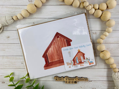 Create Your Own Nativity Card, Seasonal Cards, Merry Christmas, Cute Christmas Card, Christmas Craft for Kids, Nativity Stickers, Fun Cards