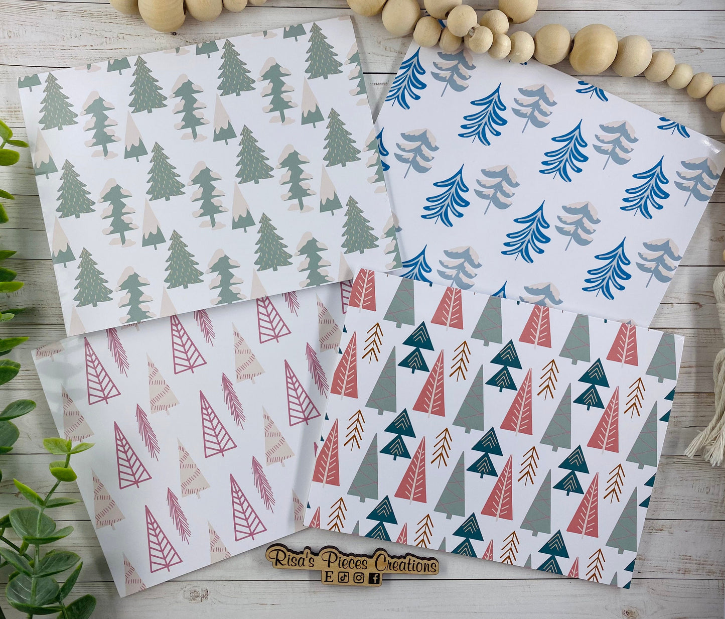 Set of Cute Christmas Tree Cards, Christmas Cards Handmade, Winter Cards for Boss, Merry Christmas, for Family, For Friends, Pretty Blank
