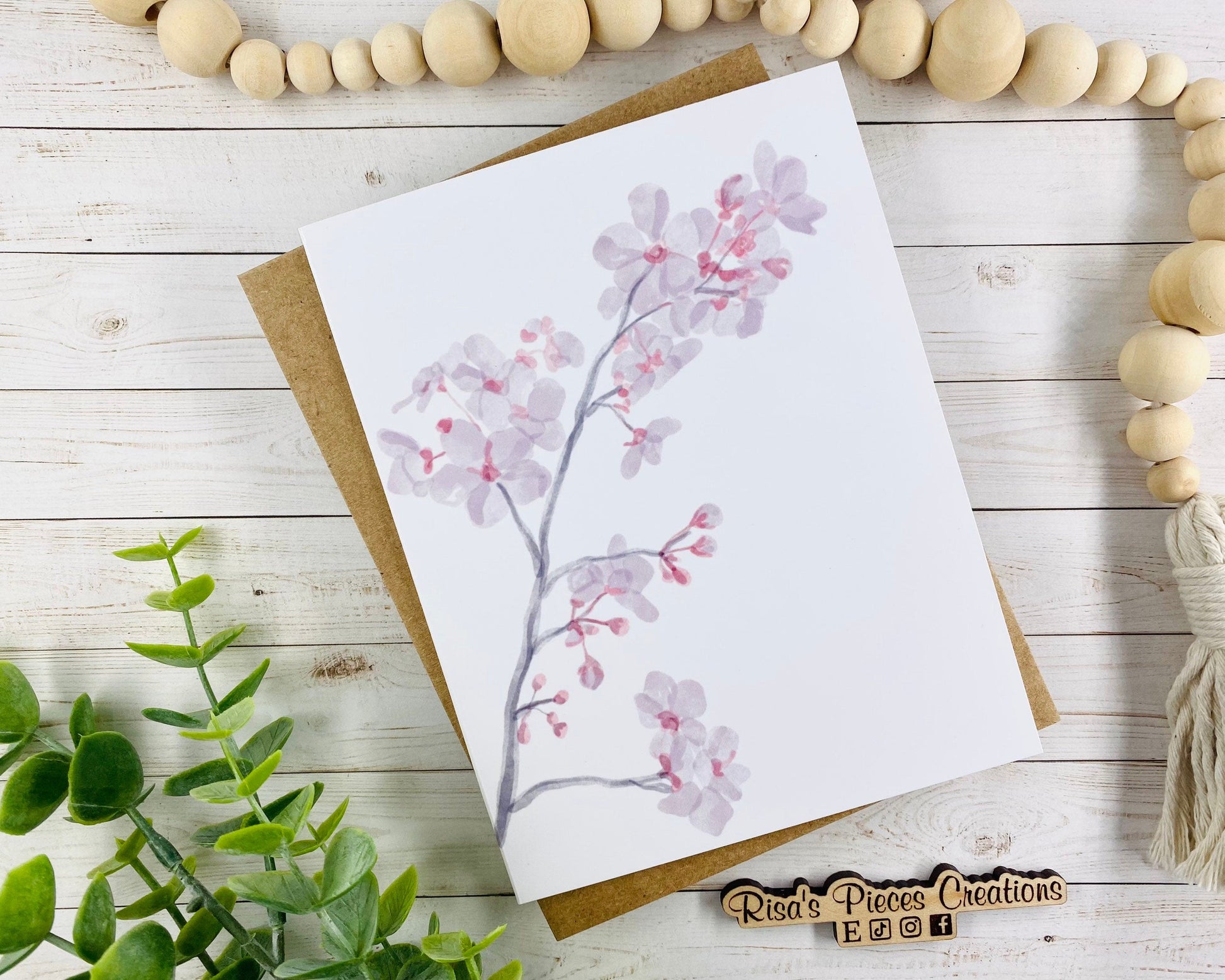 Cherry Blossom Card with Envelope, Blank Greeting Card, Thinking of You Card for Friend, Mom to be, Mom Birthday Card From Daughter