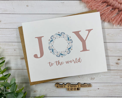 Joy Christmas Card: Handmade Holiday Card with Kraft Envelope