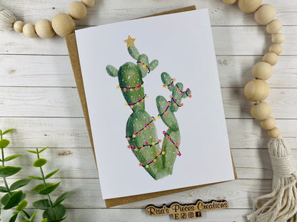Desert Christmas Card, Seasonal Cards, Cactus Christmas, Bulk Cards, Custom Christmas Cards, Holiday Card for Friend, Cactus Christmas Tree