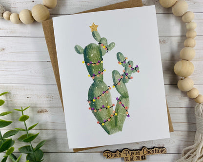 Desert Christmas Card, Seasonal Cards, Cactus Christmas, Bulk Cards, Custom Christmas Cards, Holiday Card for Friend, Cactus Christmas Tree