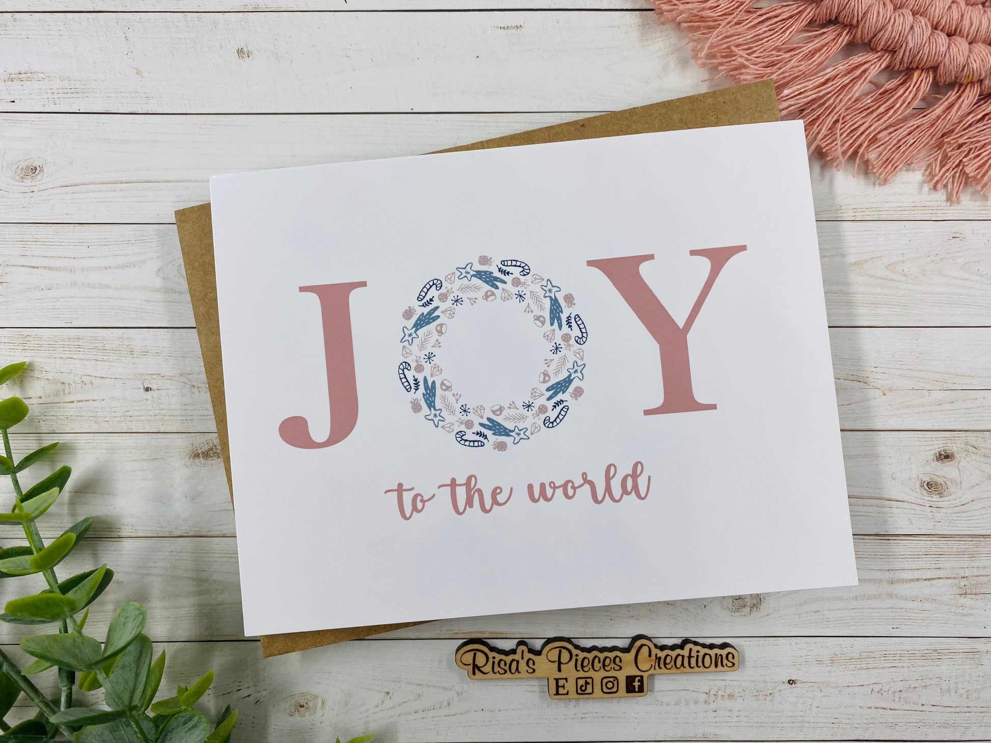 Joy Christmas Card: Handmade Holiday Card with Kraft Envelope