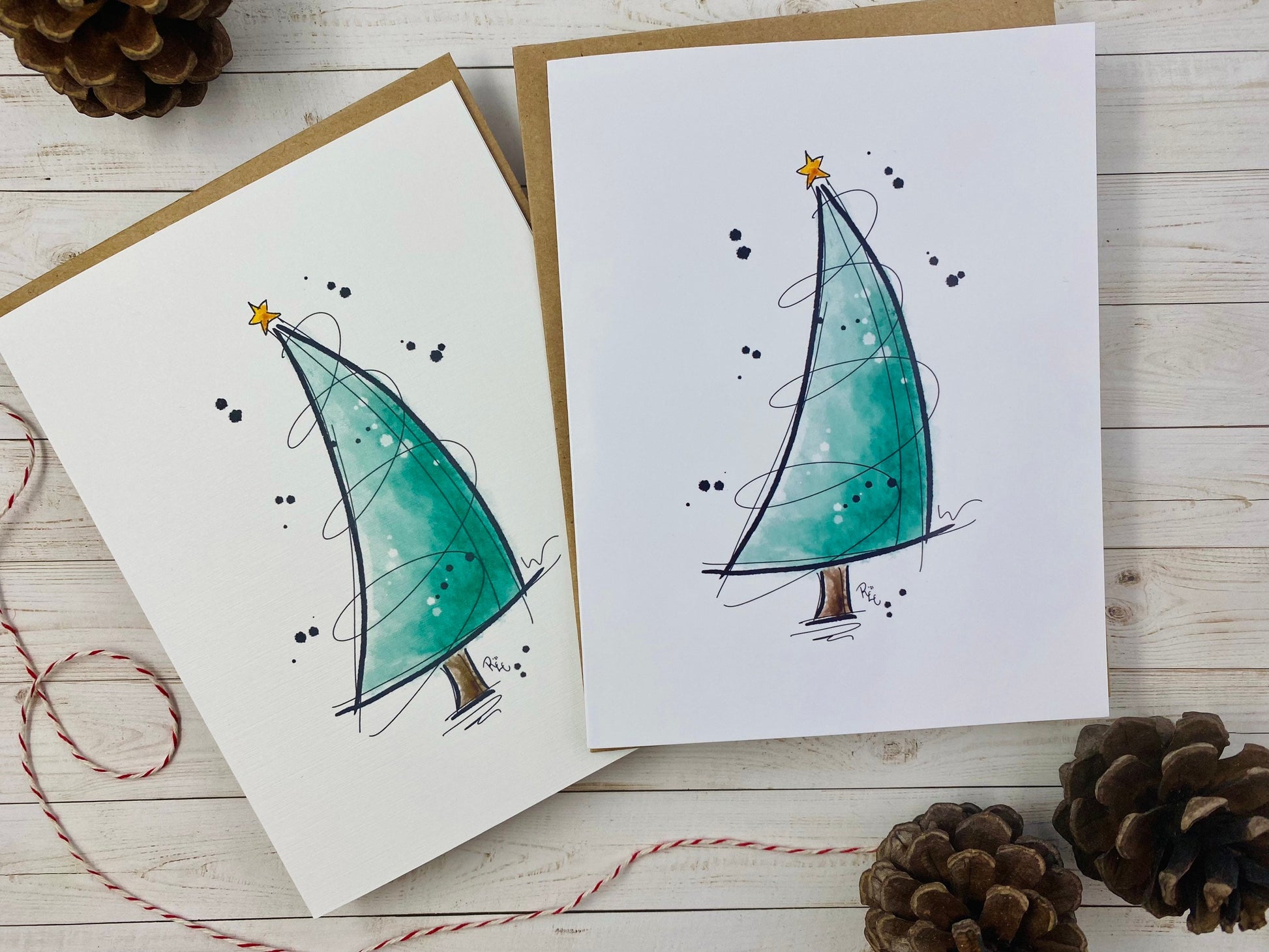 Christmas Tree Card, Watercolor Christmas Card, Christmas Card for Friend, Seasonal Cards, Bulk Cards, Custom Christmas Cards, Personalized