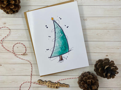 Christmas Tree Card, Watercolor Christmas Card, Christmas Card for Friend, Seasonal Cards, Bulk Cards, Custom Christmas Cards, Personalized