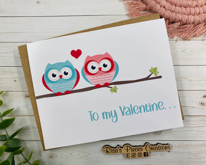 Cute Owl Valentine's Day Card, Valentine Card for Friend, For Girlfriend, For Boyfriend, For Wife, For Husband, Owl Card, Card for Valentine