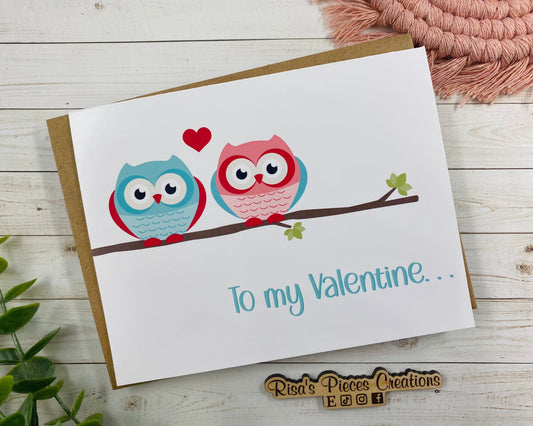 Cute Owl Valentine's Day Card, Valentine Card for Friend, For Girlfriend, For Boyfriend, For Wife, For Husband, Owl Card, Card for Valentine