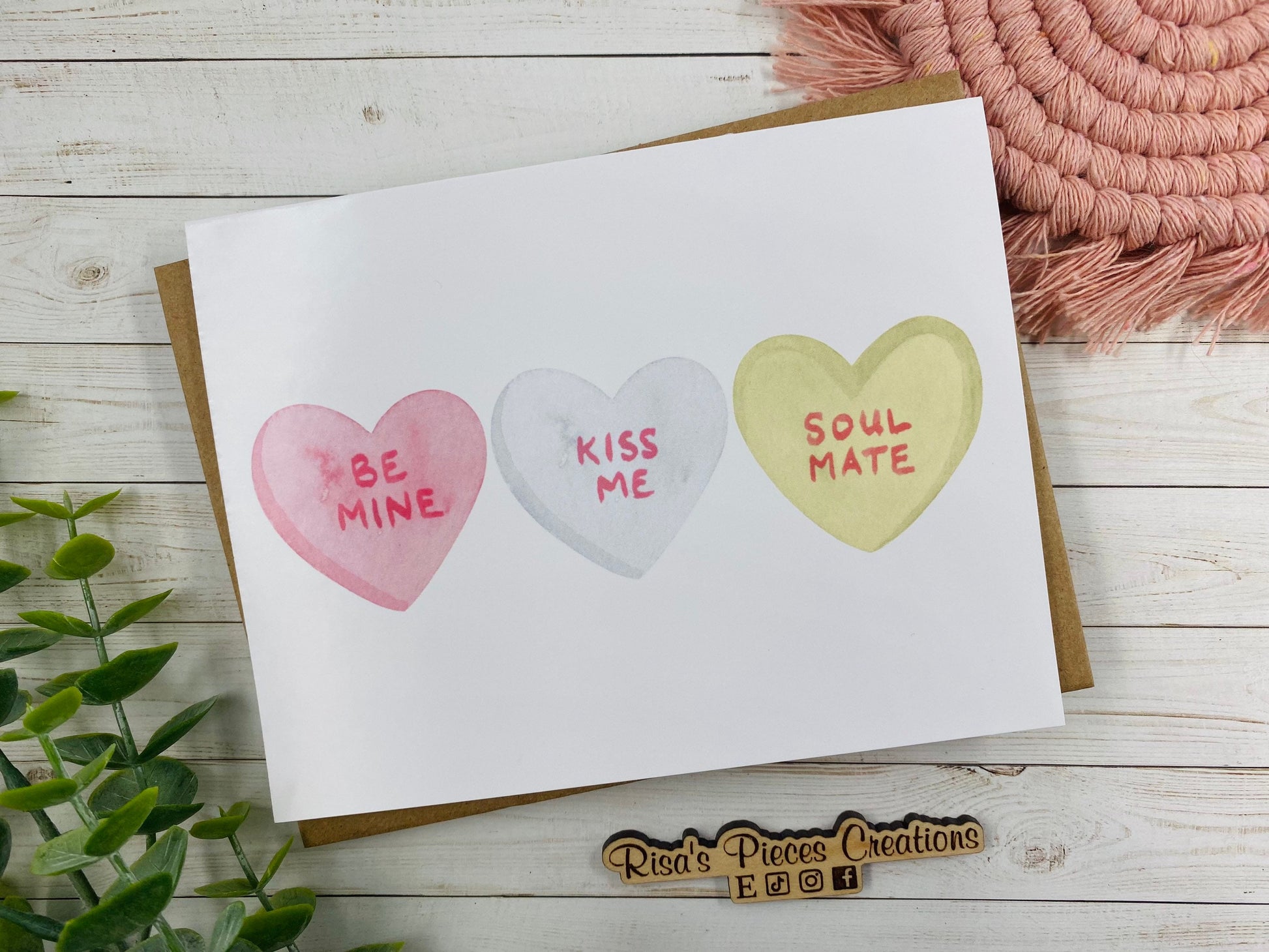 Conversation Hearts Card, Valentine Card, For Girlfriend, For Boyfriend, For Wife, For Husband, Candy Hearts, Be Mine, Kiss me, Soul Mate