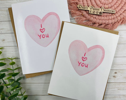 I Love You Card: Candy Heart Valentine, Anniversary Card