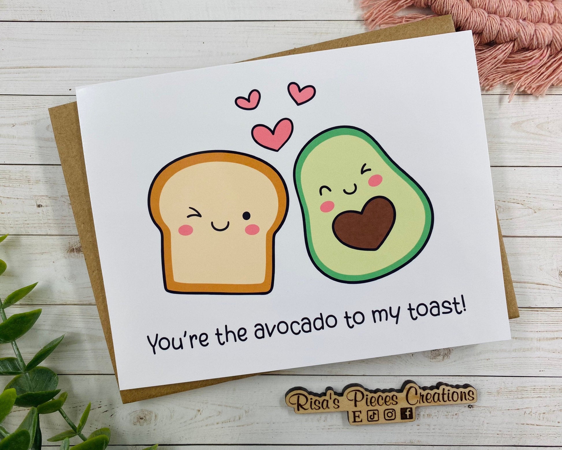 Kawaii Valentine's Day Card, Valentine Card for Friend, Avocado Toast, For Girlfriend, For Boyfriend, For Wife, For Husband, Seasonal Cards