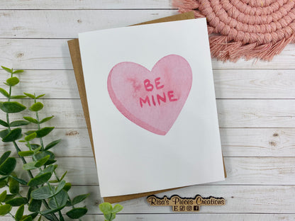 Be Mine Card, Valentine Card, for Friend, For Girlfriend, For Boyfriend, For Wife, For Husband, Conversation Heart, Candy Hearts, Love Cards
