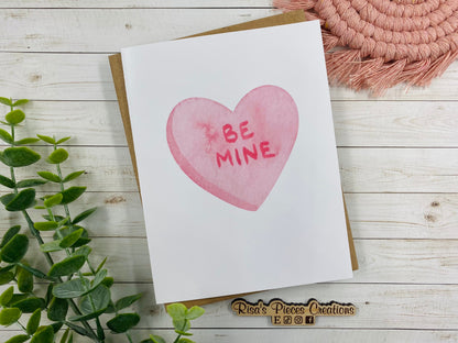 Be Mine Card, Valentine Card, for Friend, For Girlfriend, For Boyfriend, For Wife, For Husband, Conversation Heart, Candy Hearts, Love Cards