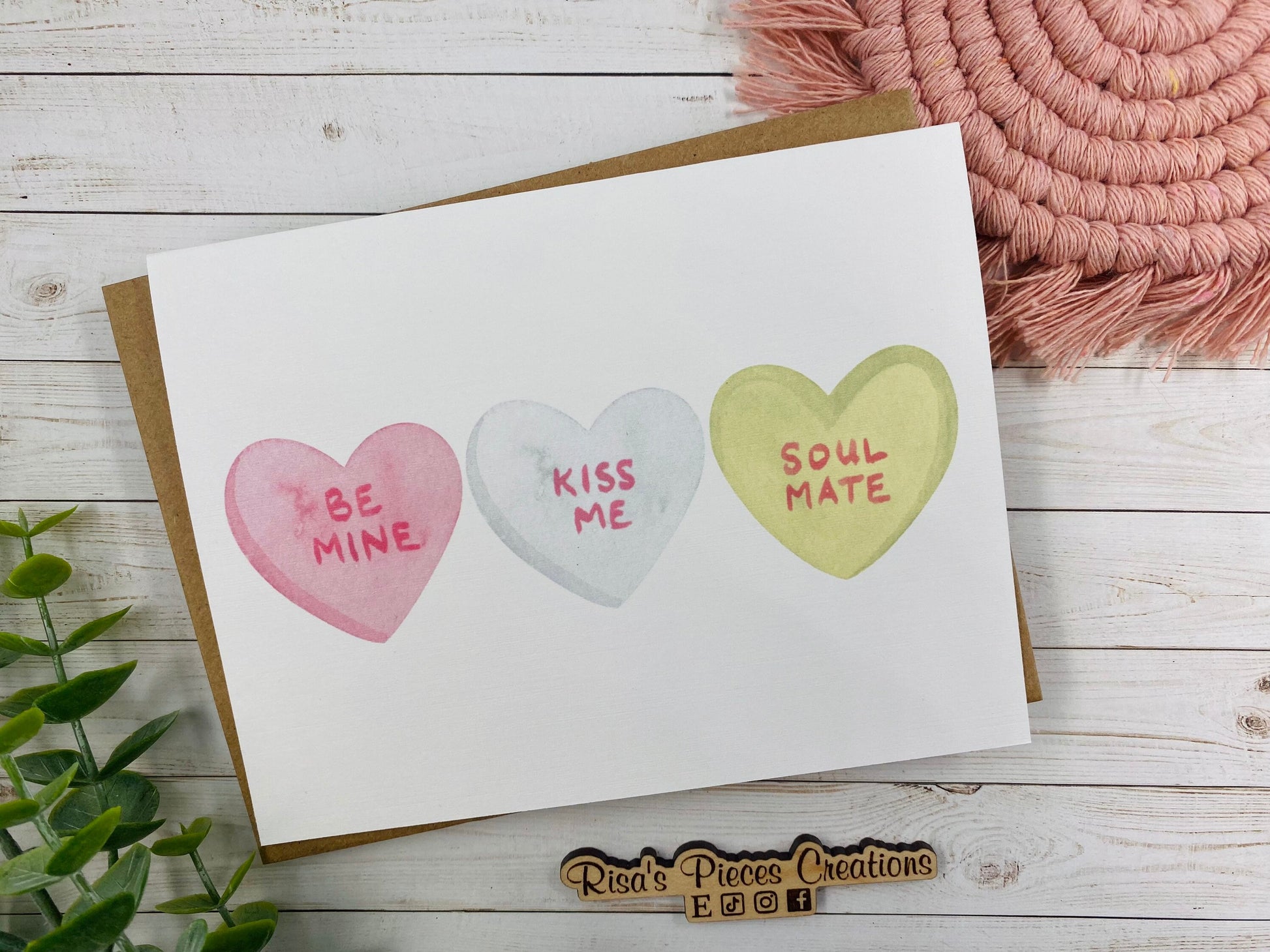 Conversation Hearts Card, Valentine Card, For Girlfriend, For Boyfriend, For Wife, For Husband, Candy Hearts, Be Mine, Kiss me, Soul Mate