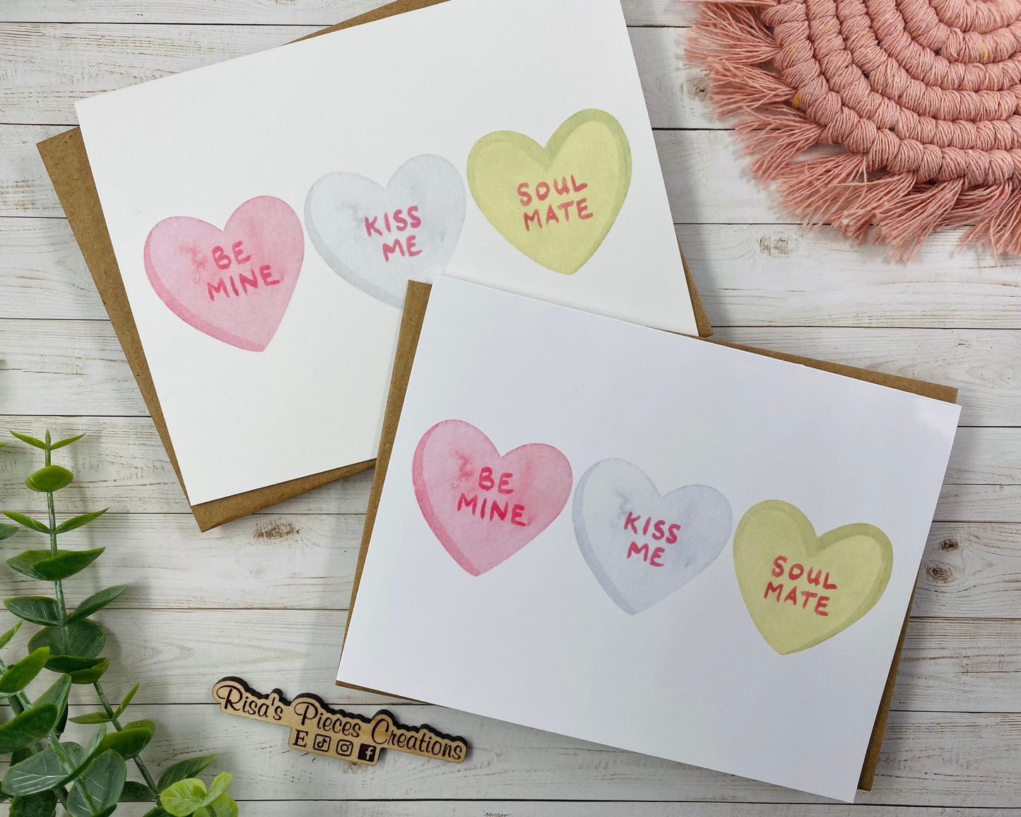 Conversation Hearts Card, Valentine Card, For Girlfriend, For Boyfriend, For Wife, For Husband, Candy Hearts, Be Mine, Kiss me, Soul Mate