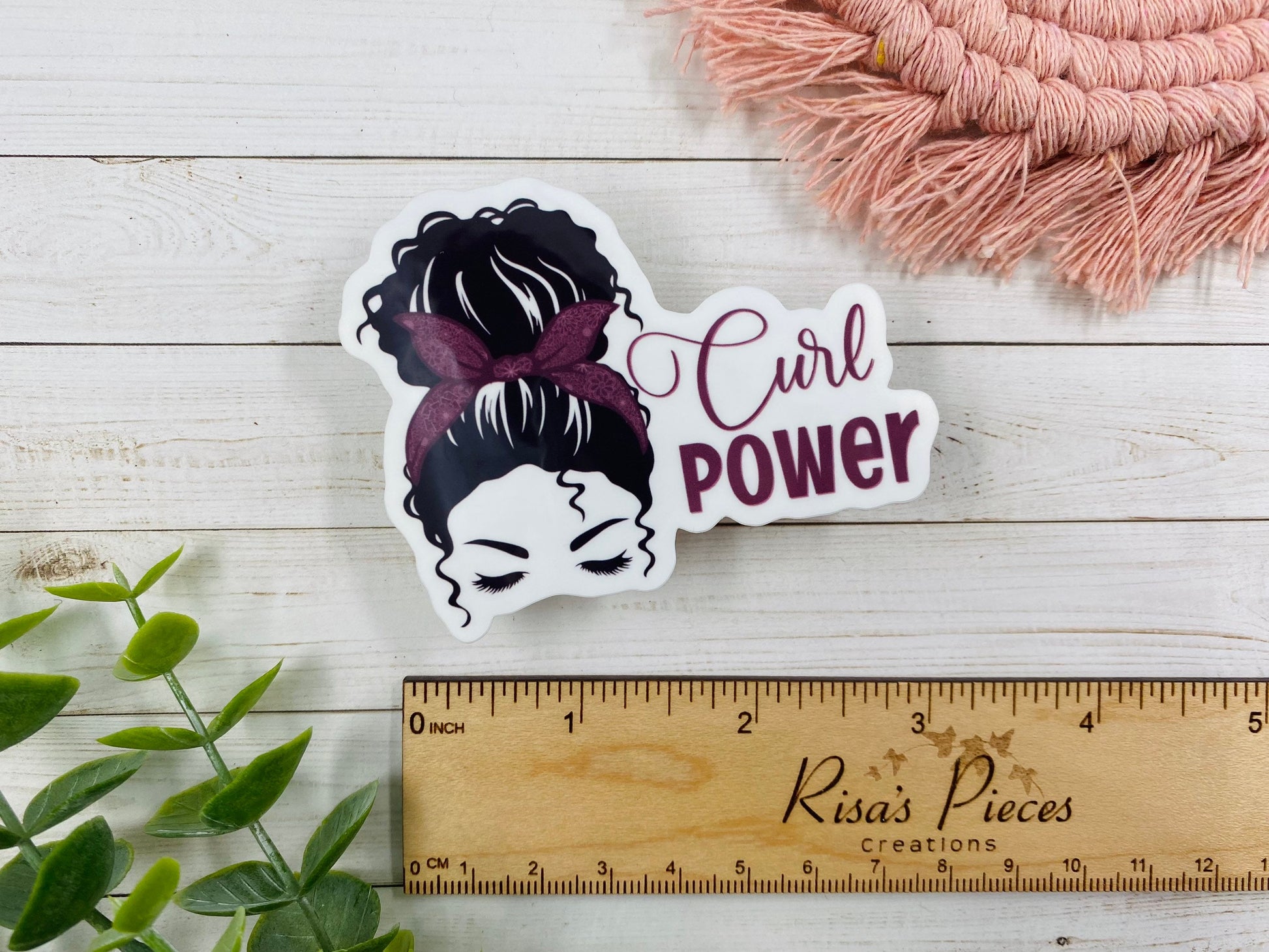 Curl Power Stickers, Curly Hair Sticker, Hair don't care, Messy Bun Sticker for teen girl, Mom Life, Curly Hair Don't Care, With headband