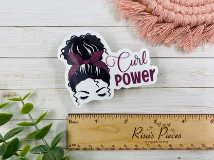 Curl Power Stickers, Curly Hair Sticker, Hair don't care, Messy Bun Sticker for teen girl, Mom Life, Curly Hair Don't Care, With headband